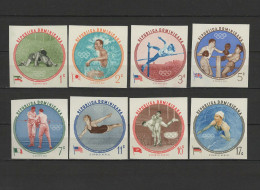 Dominican Republic 1960 Olympic Games Rome, Wrestling, Swimming, Boxing, Fencing Etc. Set Of 8 Imperf. MNH - Zomer 1960: Rome