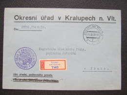 BRIEF Kralupy N.V. - Praha úřední 1938  // P5998 - Cartas & Documentos