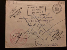 LETTRE OBL.MEC.30-9 1964 NANTES RP + RETOUR A L'ENVOYEUR 3747 + OBL.ST MARS LA JAILLE LOIRE ATL (44) - 1961-....