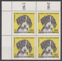 1966 , Mi 1208 ** (1) -  4er Block Postfrisch - 120 Jahre Wiener Tierschutzverein - Ungebraucht
