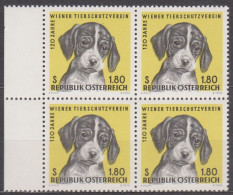 1966 , Mi 1208 ** (3) -  4er Block Postfrisch - 120 Jahre Wiener Tierschutzverein - Nuevos