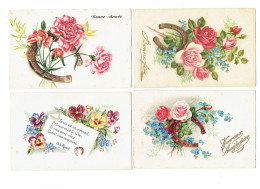 Lot 4 Cpa - Fleur - Illustration - Rose Myosotis Pensée œillet Bonne Fête Année  Anniversaire Fer à Cheval - Flowers