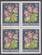 1966 , Mi 1209 ** (4) -  4er Block Postfrisch - Alpenflora - Gemeine Akelei - Unused Stamps