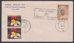 Inde India 1965 Special Cover World Health Day, Small Pox Eradication, Disease, Medicine, Vaccine, Pictorial Postmark - Lettres & Documents