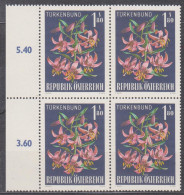 1966 , Mi 1210 ** (3) -  4er Block Postfrisch - Alpenflora - Türkenbund - Neufs