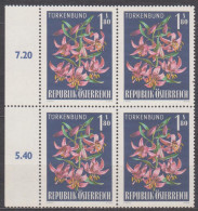 1966 , Mi 1210 ** (4) -  4er Block Postfrisch - Alpenflora - Türkenbund - Ongebruikt