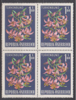 1966 , Mi 1210 ** (6) -  4er Block Postfrisch - Alpenflora - Türkenbund - Unused Stamps