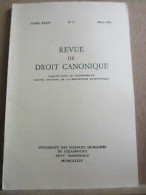 Revue De Droit Canonique Tome XXXIV N1 Mars 1984 Université De Strasbourg - Ohne Zuordnung