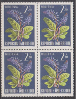 1966 , Mi 1211 ** (3) -  4er Block Postfrisch - Alpenflora - Kärntner Wulfenie - Ungebraucht
