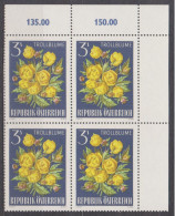 1966 , Mi 1212 ** (2) -  4er Block Postfrisch - Alpenflora - Europäische Trollblume - Unused Stamps