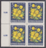 1966 , Mi 1212 ** (4) -  4er Block Postfrisch - Alpenflora - Europäische Trollblume - Neufs