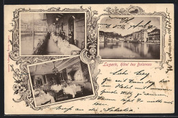 AK Luzern, Hotel Des Balances, Restaurant, Terrasse, Reuss-Quai, Um 1900  - Luzern