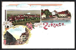 Lithographie Zurzach, Hauptstrasse, Burg, Totalansicht Aus Der Vogelschau  - Zurzach