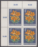 1966 , Mi 1213 ** (1) -  4er Block Postfrisch - Alpenflora - Feuerlilie - Ongebruikt