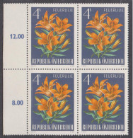 1966 , Mi 1213 ** (2) -  4er Block Postfrisch - Alpenflora - Feuerlilie - Neufs