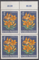 1966 , Mi 1213 ** (3) -  4er Block Postfrisch - Alpenflora - Feuerlilie - Neufs