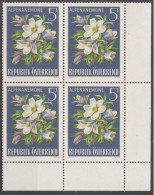 1966 , Mi 1214 ** (3) -  4er Block Postfrisch - Alpenflora - Alpenanemone - Unused Stamps