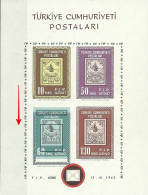 Turkey; 1963 FIP Souvenir Sheet ERROR "Shifted Print (Turquoise Color Down)" MNH** - Unused Stamps