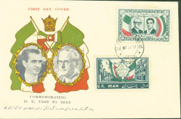 Iran First Day Cover Commemorating H.E Visit To Iran CAD Téhéran 7 IX 57 YT N°889 890 1er Premier Jour - Irán