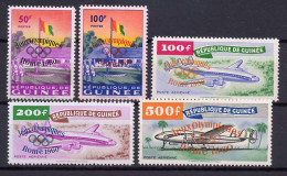 Guinea 1960 Olympic Games Rome, Airplanes Set Of 5 With Overprint (100Fand 500F Orange O/p) MNH -scarce- - Summer 1960: Rome