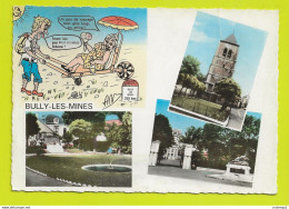 62 BULLY LES MINES Vers Lens 3 Vues Et HUMOUR Illustrateur ? Le Jardin Monument Aux Morts Eglise St Maclou édit Dofer - Lens