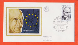 11968 / ⭐ FDC Soie Robert SCHUMAN 1896-1963 25e Anniversaire Déclaration 1er Jour Emission PARIS SCY CHAZELLES Mai 1975  - 1970-1979