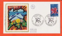 11961 / ⭐ FDC Soie Région AUVERGNE 1er Premier Jour Emission CLERMONT-FERRAND 04-10-1975 First Day Cover  F.D.C - 1970-1979