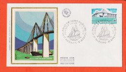 11957 / ⭐ FDC Soie Pont De SAINT-NAZAIRE 1er Premier Jour Emission 44-Loire Atlantique 08-11-1975 First Day Cover F.D.C - 1970-1979