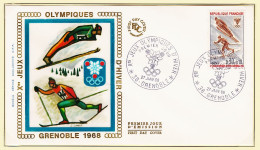 11929 / ⭐ FDC GRENOBLE 1968 Xe Jeux Olympiques Hiver 1er Premier Jour Emission GRENOBLE 27 Janvier 1968 Par COMBET - 1960-1969