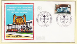 11926 / ⭐  FDC Soie 5e Conférence Cooperation Mondiale Intercommunale Villes Jumelées 1er Jour Emission ROYAN 13-04-1968 - 1960-1969