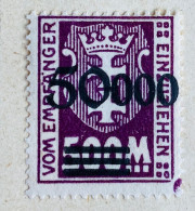 Timbre De Voyage : 1923 Allemagne Dantzig - Sc #J28 - 50 000 Sur 500 M Avec Gomme - Neufs