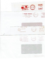 04 & 05 Petit Lot De 8 EMA (7 Rouges & 1bleue) La Plupart Autour Des Années 1980 Entreprises Départementales  224 - EMA (Print Machine)