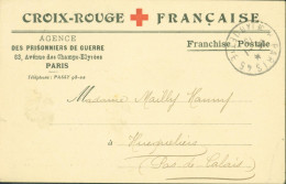 Guerre 14 Croix Rouge Accusé Réception Demande Renseignements FM CAD Paris Janvier 1915 - Guerre De 1914-18