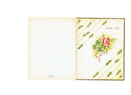 Grande Double Carte - Lot 10 - Illustration - Bonne Fête Fleur ROSE Houx Trèfle - Blumen