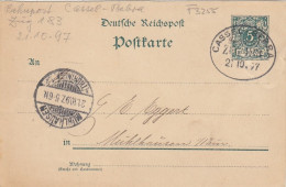 Ganzsache, Bahnpost Cassel-Bebra Zug 183, 21.10.1897 Bahnpgl1897 #F3255 - Correos & Carteros
