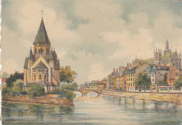 Metz (Moselle), La Moselle, Le Temple Et La Moselle Ngl #F2592 - Metz