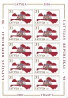 Latvia: Mint Sheetlet, 90 Years Of Latvian Republick, 2008, Mi#747, MNH - Postzegels