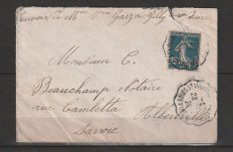 France N°140 Semeuse Convoyeur Ligne St Pierre D'Albigny A Bourg St Maurice Daté Du 23.1.1920 - Storia Postale