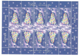 Latvia: Mint Sheetlet, Merry Christmas, 2008, Mi#749, MNH - Kerstmis