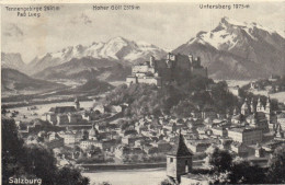 Salzburg Gegen Tennengebrge, Hoher Göll Und Untersberg Gl1954 #F4065 - Autres & Non Classés