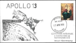 England UK Space Cover 1970. "Apollo 13" Splashdown. Gloucester - Europe