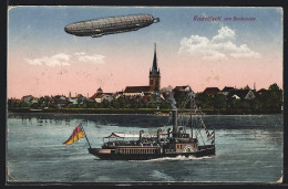 AK Radolfzell, Zeppelin Luftschiff & Dampfer Stadt Ueberlingen  - Zeppeline
