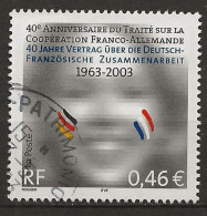 FRANCE Oblitéré 3542 Traité De La Coopération Franco-Allemande France Allemagne - Gebruikt