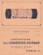 Paris 18ème * Laboratire De L'iodarsenic GUIRAUD 10 Impasse Milord * CPA Publicitaire Illustrateur Double - Paris (18)