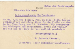 Bremen-Bremerhaven, Kaffee-Ersatz-Angebot, Fa.R.Berends Janssen Gl1918 #F8307 - Altri & Non Classificati
