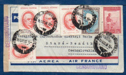 Argentina To Checoslovakia, 1938, Via Air France, Rare Censor Tape, SEE DESCRIPTION   (023) - Aéreo