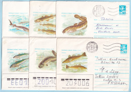 USSR 1986.00. Fishes. Used Covers (6) - 1980-91