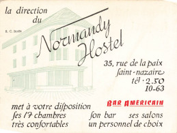 St Nazaire * NORMANDY Hostel , Hôtel 35 Rue De La Paix * Carte De Visite Ancienne Publicitaire Illustrée - Saint Nazaire