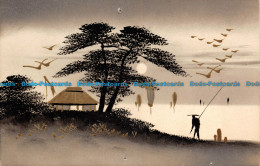 R116770 Old Postcard. A Man Near The Sea. Tree. Painting - Monde