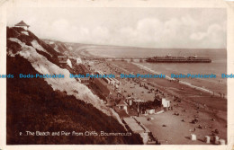 R116942 Th Beach And Pier From Cliffs. Bournemouth. RP. 1929 - Monde